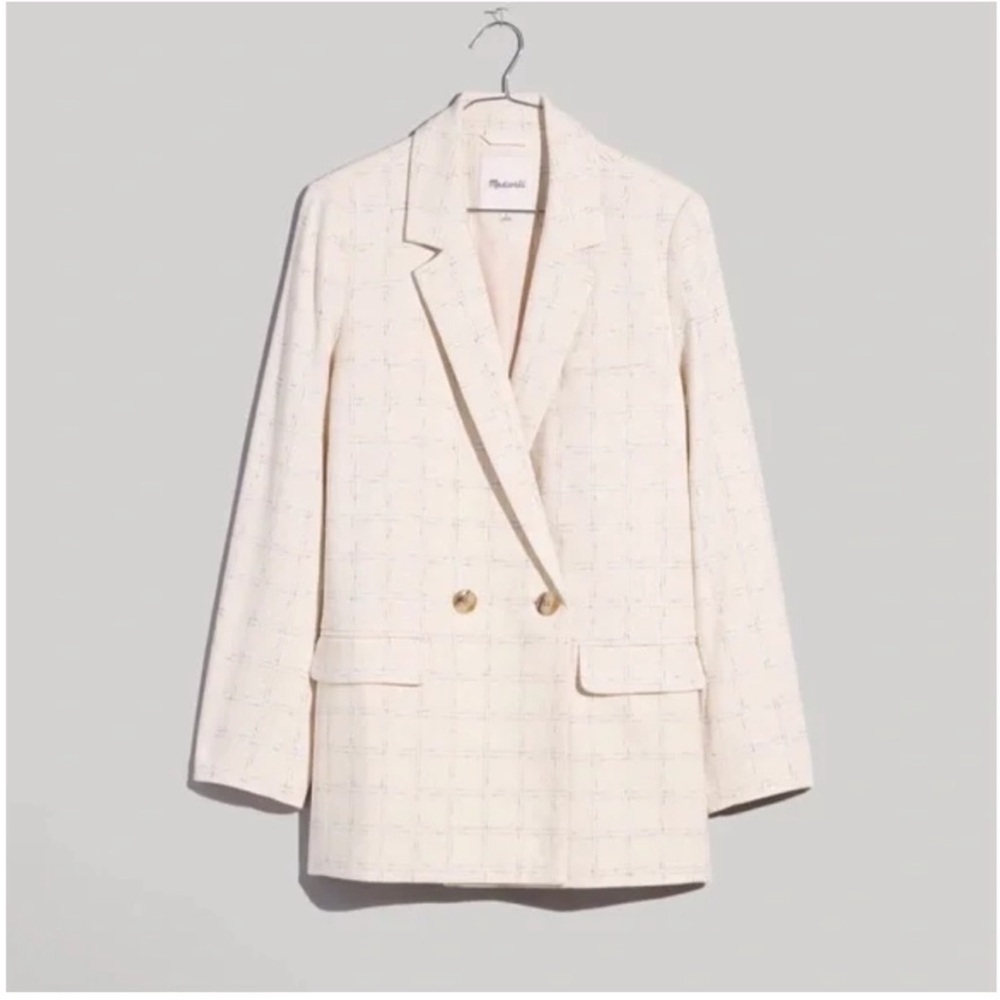 Women's Madewell Caldwell Windowpane Cream Blazer